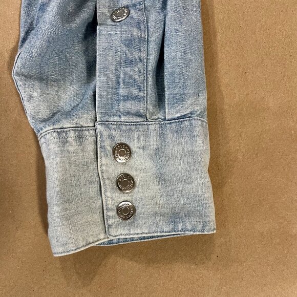 Polo Ralph Lauren Men's Medium Wild West Show Indian Head Western Chambray Shirt - Picture 5 of 6